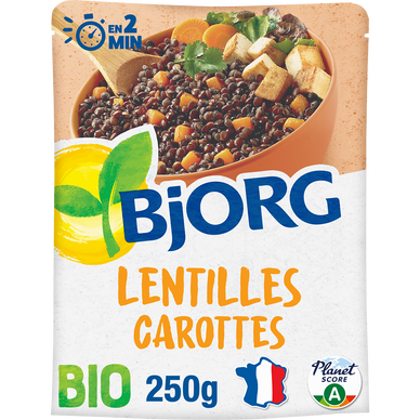 Plat cusiné Lentilles et carottes bio BJORG - 250g
