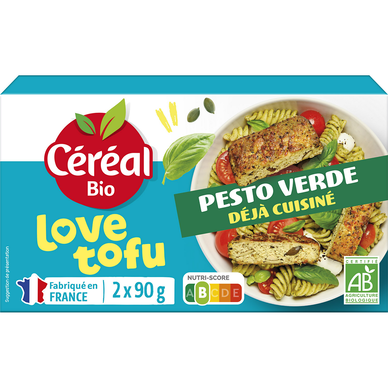 Tofu cuisiné pesto et graines de courge bio, CEREAL BIO, 2x90g