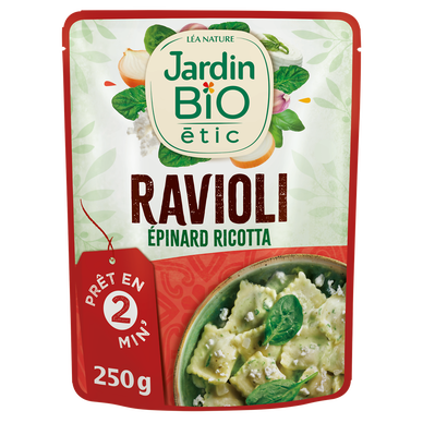 Ravioli épinards ricotta bio JARDIN BIO 250g
