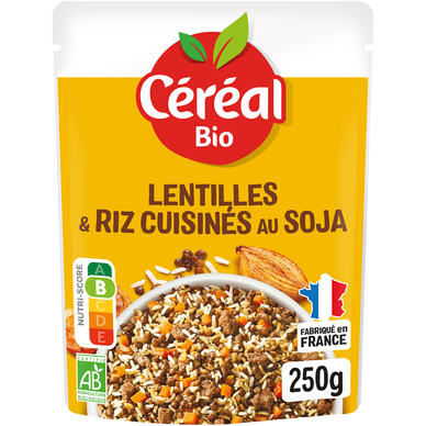 Lentilles  Riz Soja Sachet repas express CEREAL BIO  - 250g