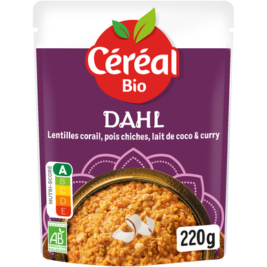 Dahl Lentilles Corail Pois Chiches repas express CEREAL BIO  - 220g