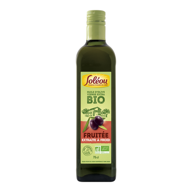 Huile d'olive vierge extra bio Fruttato SOLEOU, Bouteille 75cL