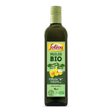 Huile de colza et d'olive bio SOLEOU, bouteille 75cl