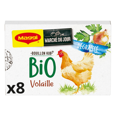 Bouillon cube bio volaille dégraissé MAGGI, boite de 8 cubes, 80g