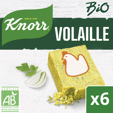 Bouillon Cube de poule BIO KNORR, 6 tablettes soit 60g