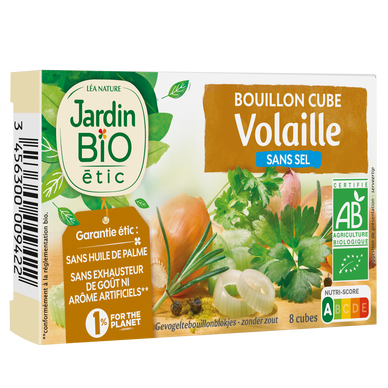 Bouillon cube de volaille sans sel bio JARDIN BIO 8x9g 72g