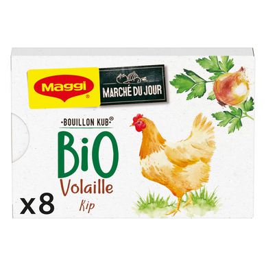 Bouillon cube bio volaille MAGGI, boite de 8 cubes, 80g