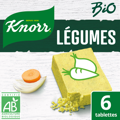 Bouillon Cube de légumes bio KNORR, 6 tablettes soit 60g