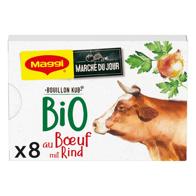 Bouillon cube bio boeuf MAGGI, boites de 8 cubes, 80g
