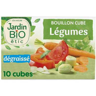 Bouillon cube aux légumes dégraissé sans huile de palme JARDIN BIO, 90g, 4l
