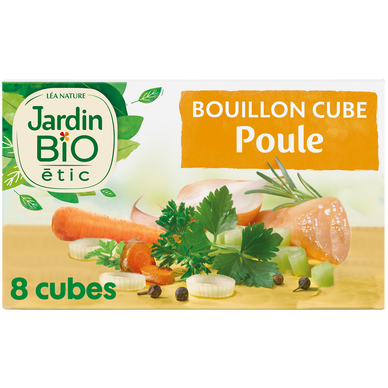 Bouillon cube à la poule et aux fines herbes sans huile de palme JARDIN BIO, 96g, 4l