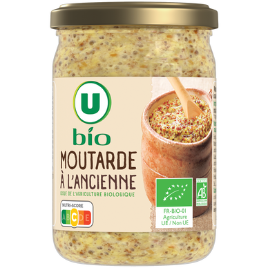 Moutarde à l'ancienne au vinaigre cidre bio U BIO bocal 200g