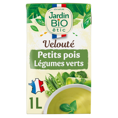 Velouté petits pois légumes verts bio JARDIN BIO brique 1L
