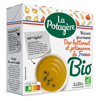 Velouté Duo Butternut et Potimarron Bio LA POTAGERE, 2x30cl