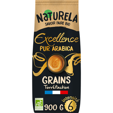 Café en grains excellence pur arabica bio NATURELA - 900g