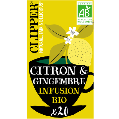 Infusion Bio Citron Gingembre CLIPPER - 20 sachets - 50g