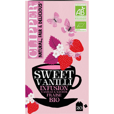 Infusion sweet vanille & saveur fraise bio CLIPPER, étui x 20 sachets,40g