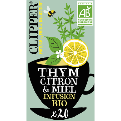 Infusion Bio Thym Citron et Miel CLIPPER - 20 sachets - 32g