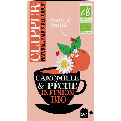 Infusion Bio Camomille Pêche CLIPPER - 20 sachets - 30g