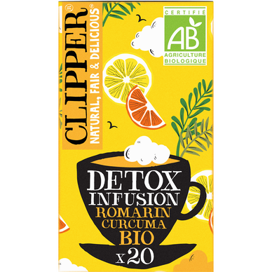 Infusion détox romarin curcuma saveur agrumes bio CLIPPER, étui de 20sachets, 44g
