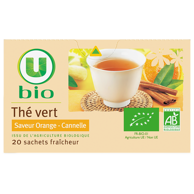 Thé vert Bio Orange Canelle U BIO - 20 sachets - 36g