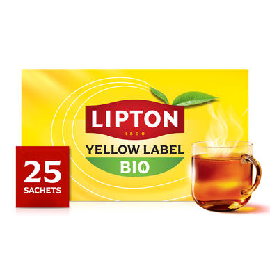 Thé noir yellow LIPTON Label bio, x25 sachets, 50g