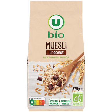 Müesli floconneux au chocolat noir U BIO 375g
