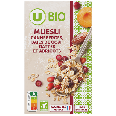 Céréales Muesli canneberges baies de goji dattes abricots 375g