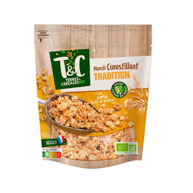 Muesli croustillant bio tradition TERRE & CEREALES, 500g