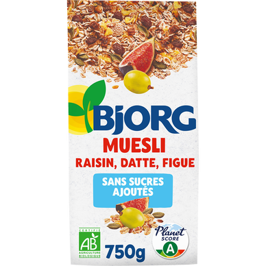 Céréales muesli bio sans sucre ajouté BJORG - 750g