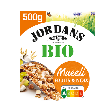 Céréales spécial fruits Muesli BIO JORDAN'S, boîte de 500g