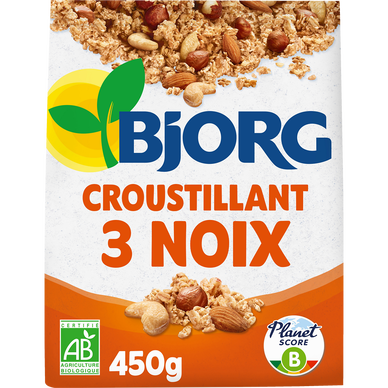 Céréales bio Equilidej croustillant aux 3 noix BJORG, 450g