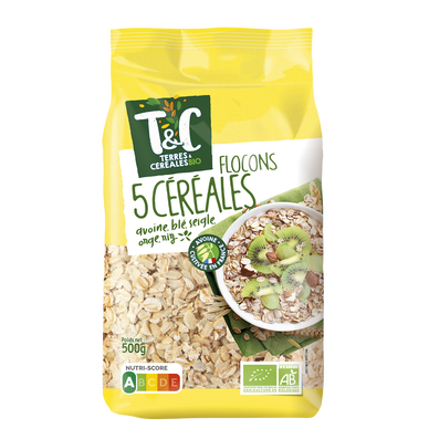 Flocons aux 5 céréales bio TERRE & CEREALES, 500g