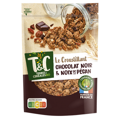 Le croustillant chocolat noir & noix de pécan bio TERRES & CEREALES, 375g