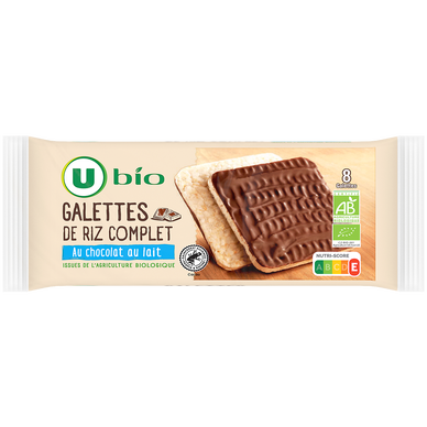 Galette de riz nappée de chocolat au lait , 100g