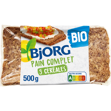 Pain complet  BIO 3 céréales BJORG - Paquet de  500g