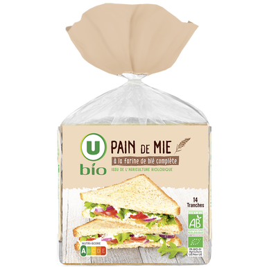 Pain mie à la farine complète grande tranches 500g
