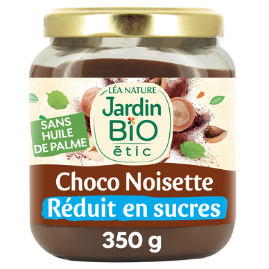 Pâte à tartiner chocolat noisettes allégée en sucre JARDIN BIO 350g