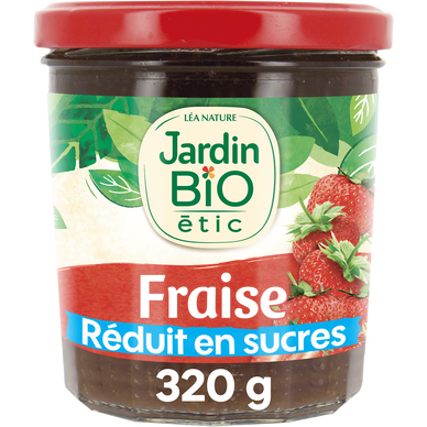 Confiture fraises allégée en sucre bio JARDIN BIO 320g