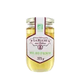 Miel d'acacia biologique LA RUCHE AUX DELICES, pot en verre de 375g