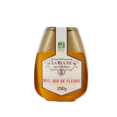 Miel de fleurs biologique LA RUCHE AUX DELICES, doseur de 250g