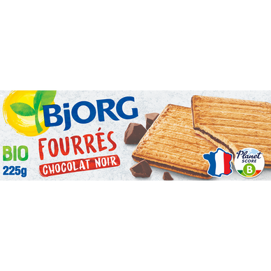 Biscuits bio fourrés Chocolat noir BJORG - Paquet 225g
