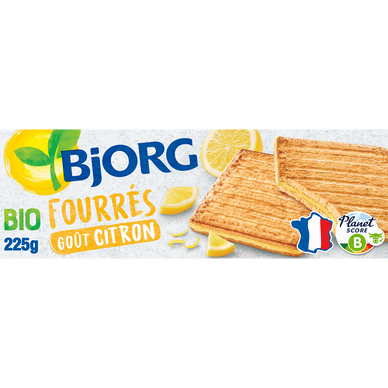 Biscuits bio fourrés Citron BJORG - Paquet 225g