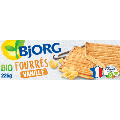 Biscuits bio fourrés à la vanille BJORG - Paquet 225g