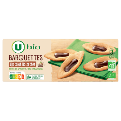 Gâteaux Barquettes au chocolat et aux noisettes bio, paquet 120g