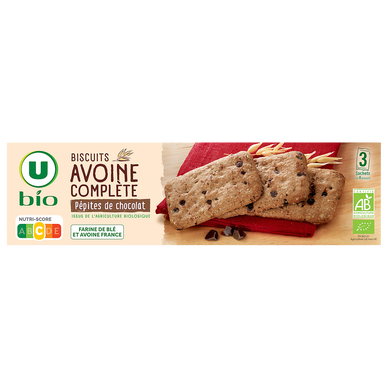 Biscuits à l'avoine complète et aux pépites chocolat bio 130g