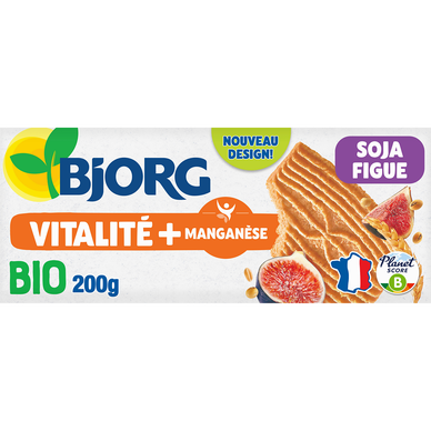Biscuits Goûter soja figue BJORG, 4x4, 240g