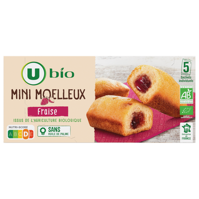 Gâteaux Mini moelleux bio fourré fraise 5x28g 140g