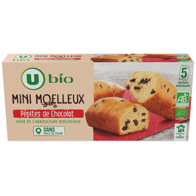 Gâteaux Mini moelleux bio aux pépites de chocolat 5 unités de 28g - 140g