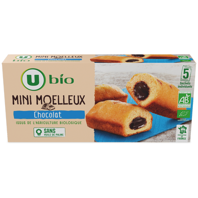 Gâteaux Mini moelleux bio fourrés au chocolat 5 unités de 28g - 140g